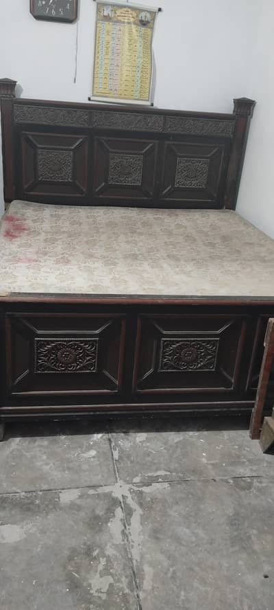 bed with 2 side table with dressing table with showcase