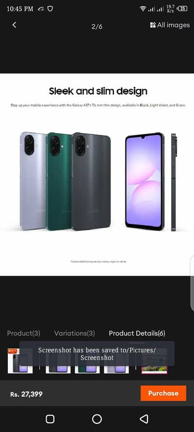 Samsung Galazy A07 4G PTA Approved