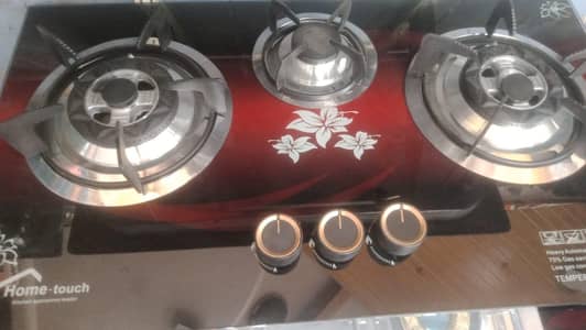 3 burner gas stove in temperd gas