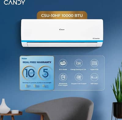 Brand New inverter ac Haier candy 0.8 ton Model CSU 10HF