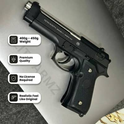 Black M92 Beretta Airsoft Toy Gun Realistic Design Safe Fun For Play