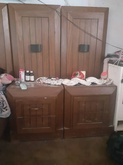 Side table pair with light