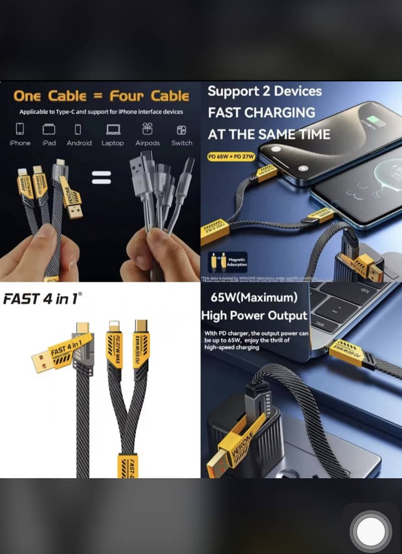 4 in 1 cable data cable iOS micro type c 0