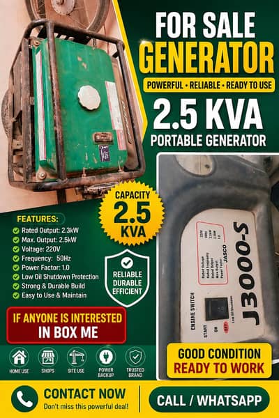 Masco 2.5 KW Generator for sale