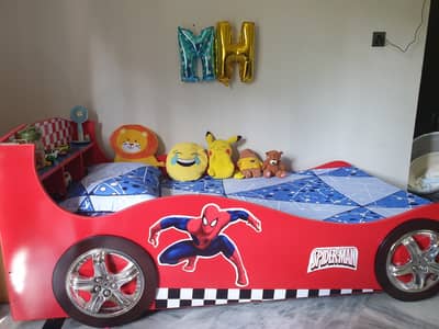 Kids Single Bed Car Design Lights Mattress