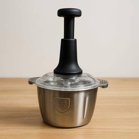 4-in-1 Multi-Functional Stainless Steel Manual Kitchen Chopper – Heavy Duty Vegetable Dicer, Mincer & Meat Grinder – Smart Hand Press Plunger Design for Fast & Effortless Cooking!