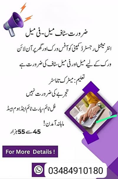 Part Time Full Time Home Based job available.