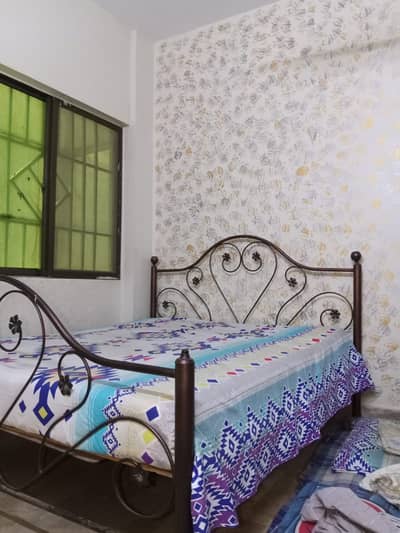 Double iron bed with mattress