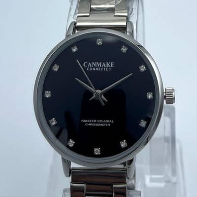 Stainless Steel Analogue Watch Dark Blue Crystal Markers