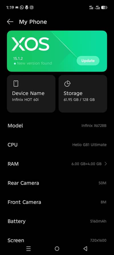 my mobile infinix hot 60 I used  10/9 i am sell