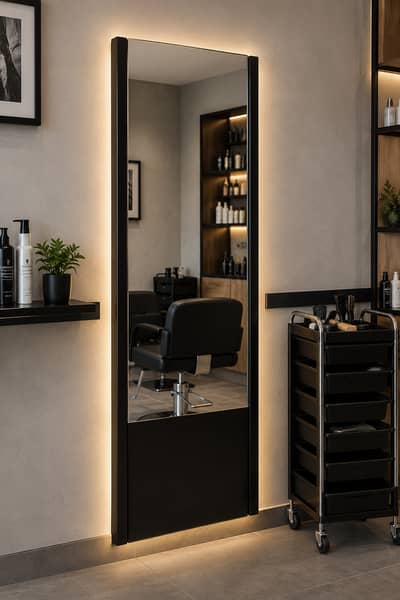 Mirror for salon & accessories trolley