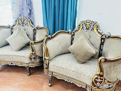 Used 7 seater pure wooden sofa set for sale urgently condition is good