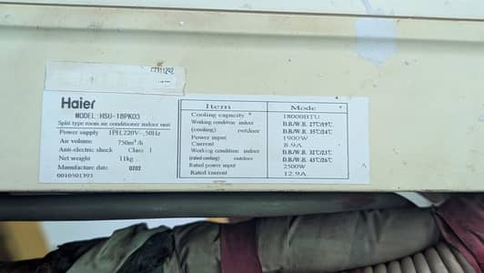Haier 1.5 Ton Non-inveter MODEL: HSU-18PK03