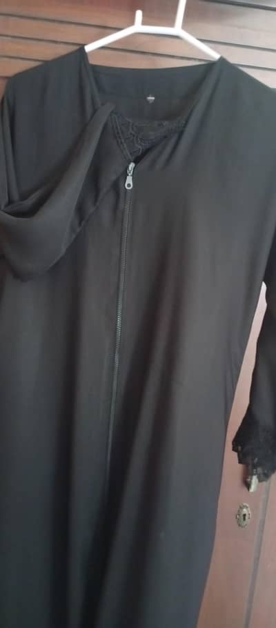 zipper abaya with pocket