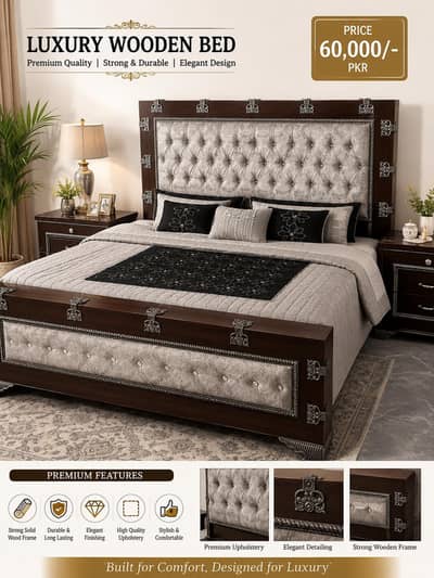 bed with strong wood original quality