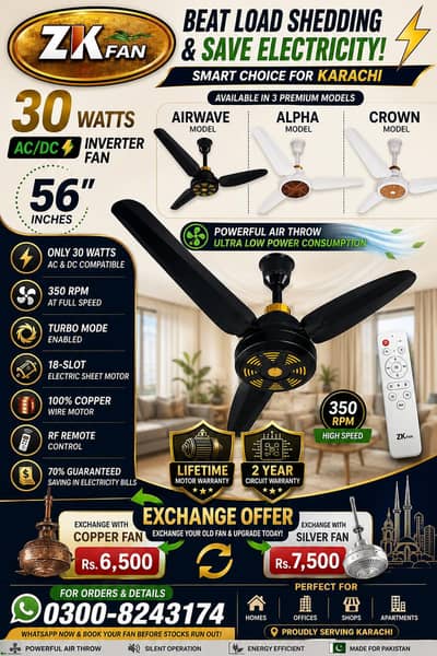 ZK 30 watt AC/DC fan
