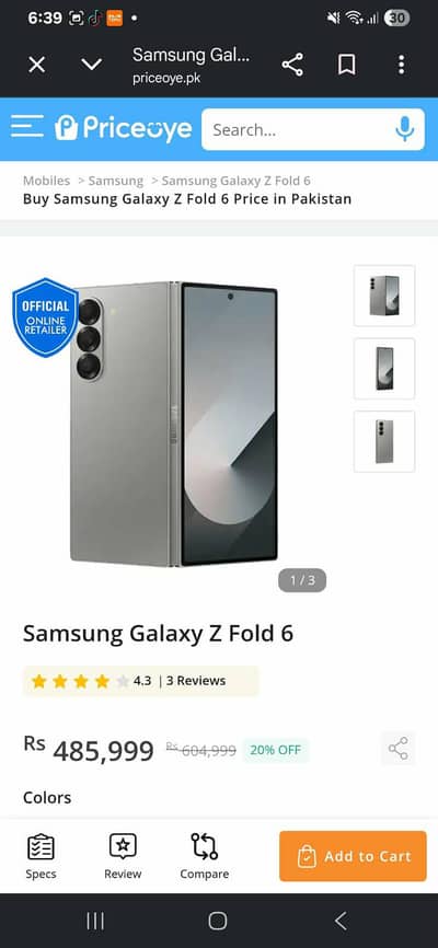 Samsung Mobile Z Fold 6 PTA Approved-Just Box Opened