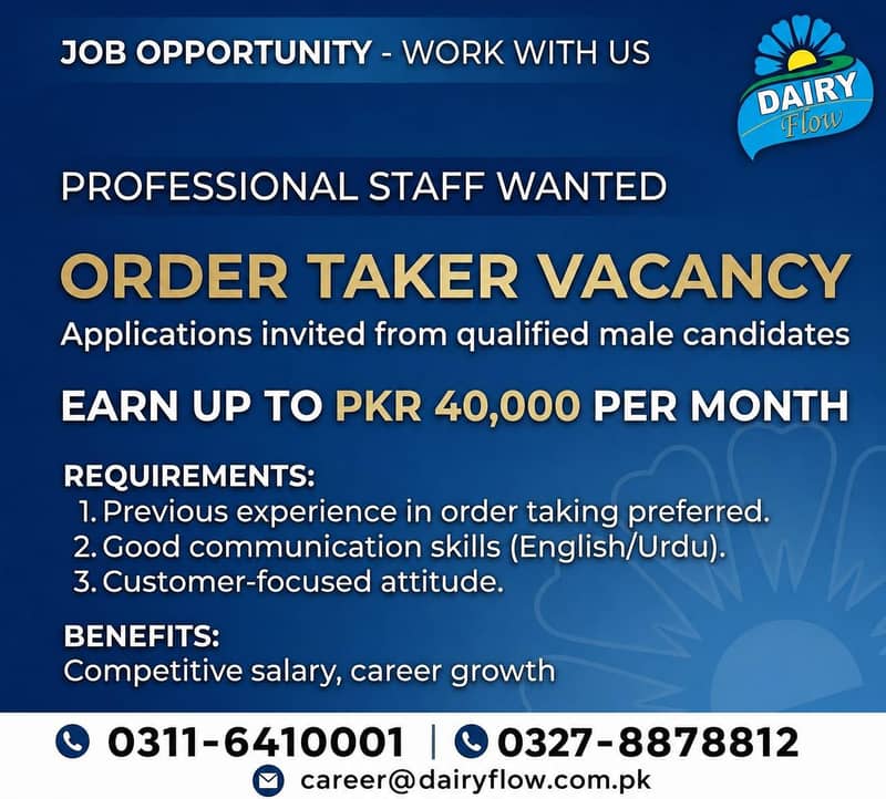Oder Taker boys Required 0