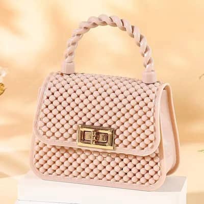 Premium Black Beaded Chain Crossbody Bag for Girls - Stylish Clutch