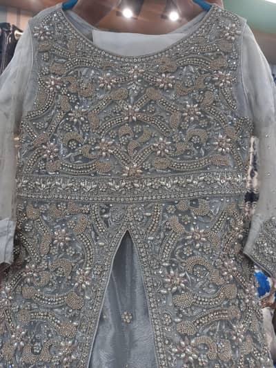 bridal Maxi heavy hand work medium Size Colour Siver & grey