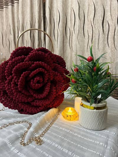 Crochet 3D Rose bag / Women Hand bag