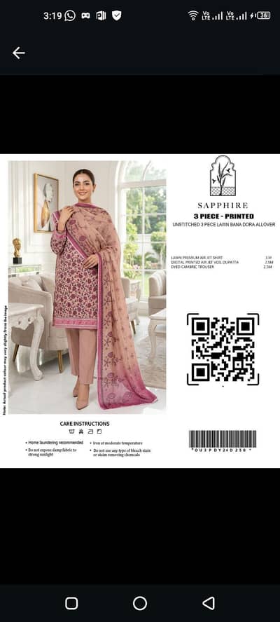 Sapphire 3psc lawn suit