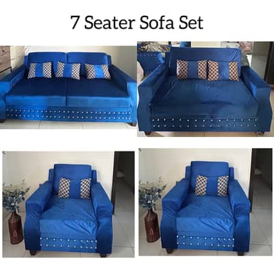 7 SEATER SOFA SET - Royal Blue