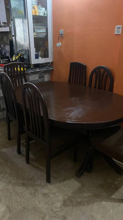 Wooden Dining Table With 6 Chairs