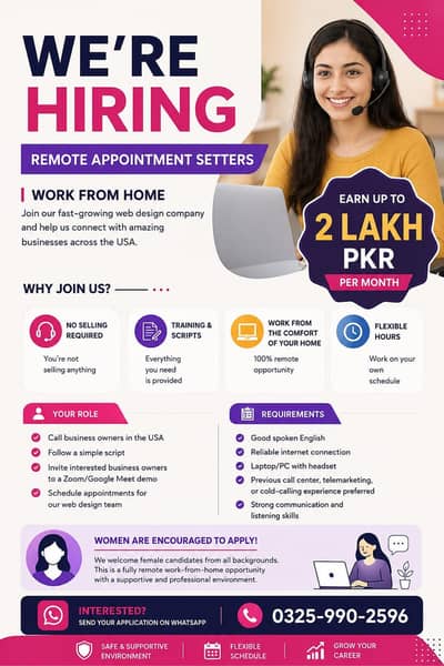 Hiring FEMALE remote appointment setter