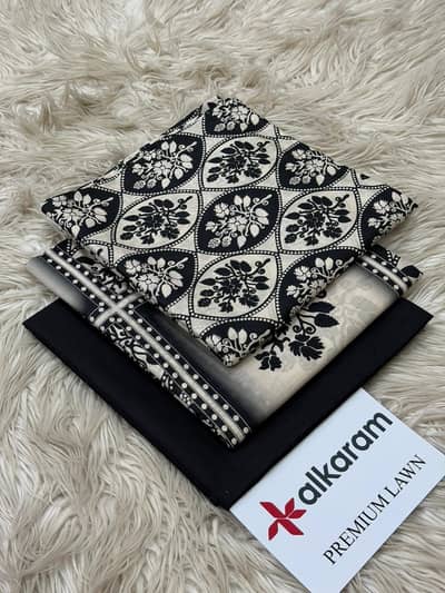 Alkaram 3 PC black outfit article order now!