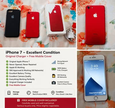 iphone 7 Product RED 128 GB | Original Charger + Box  | PTA Approved