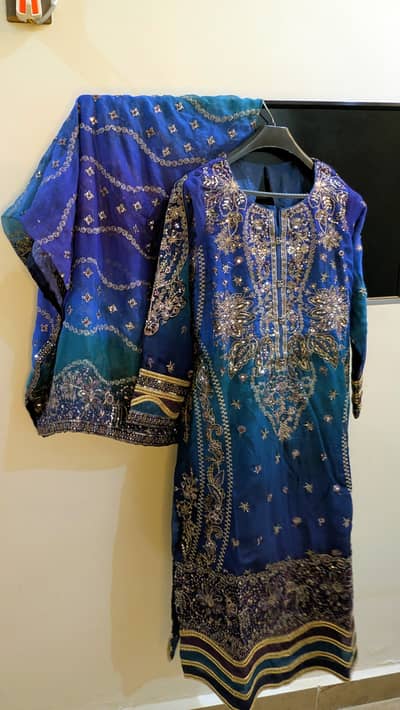 Stitched Luxury Embroidered Long Shirt + Bottom + Dupatta Bridal Wear