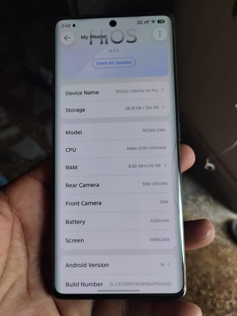 Tecno CAMON 40 Pro 7