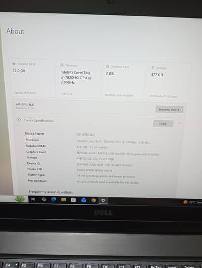 Dell Precision 3520 10/10 condition urgent for sale | 12Gb ram 512nvme