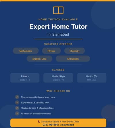 Home Tutor Available in Islamabad