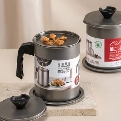 Stainless Steel Strainer Oil Pot 1.4L - Delivery All Pakistan
