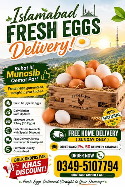 Fresh farm eggs delivery in Islamabad and Rawalpindi