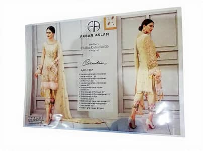 Elegant 3-Piece Unstitched Suit for Sale with 3d hand work