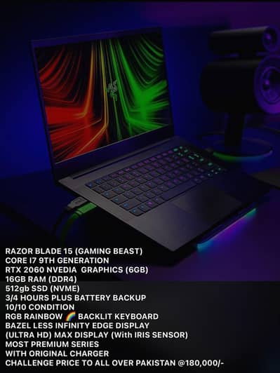 Razer Blade 15 ( Gaming Beast ) / Rtx 2060 (6 GB )