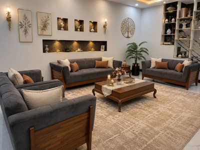 7-Seater Sofa Set with Side Tables & Center Table – Excellent Conditio