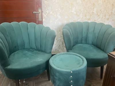 shell velvet chair set emerald green color