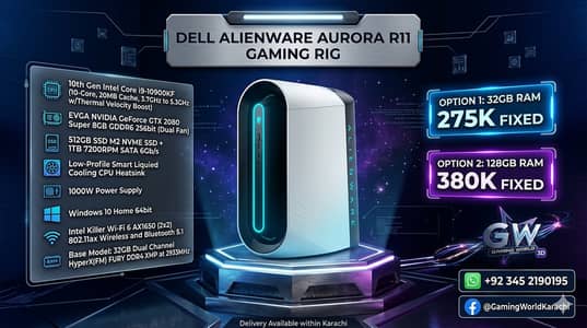 DELL Alienware Aurora R11 Pc i9 10900KF 32GB HYPERX RAM GTX 2080 SUPER