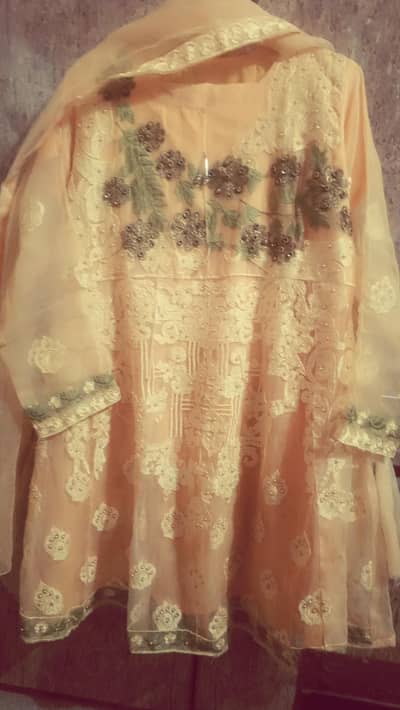 Peach Embroidered Fancy Dress with Dupatta -Excellent condition