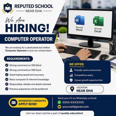 Female computer  operator job