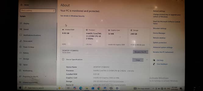 Toshiba core i3 8 GB ram 300hdd