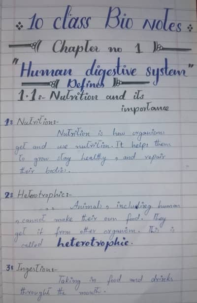 10 class biology ,handwritten notes and colour diagram