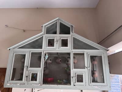 Large Bird Cage with 8 Australian Parrots & 14 Nesting Pots