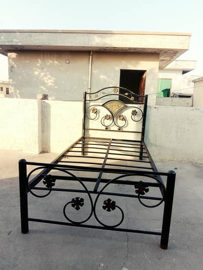 road iron single bed with mattress