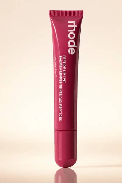 Rhode Peptide Lip Tint in Raspberry Jelly is a nourishing glossy lip