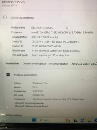 Dell core i7 6th generation AMD graphics 8/256ssd
